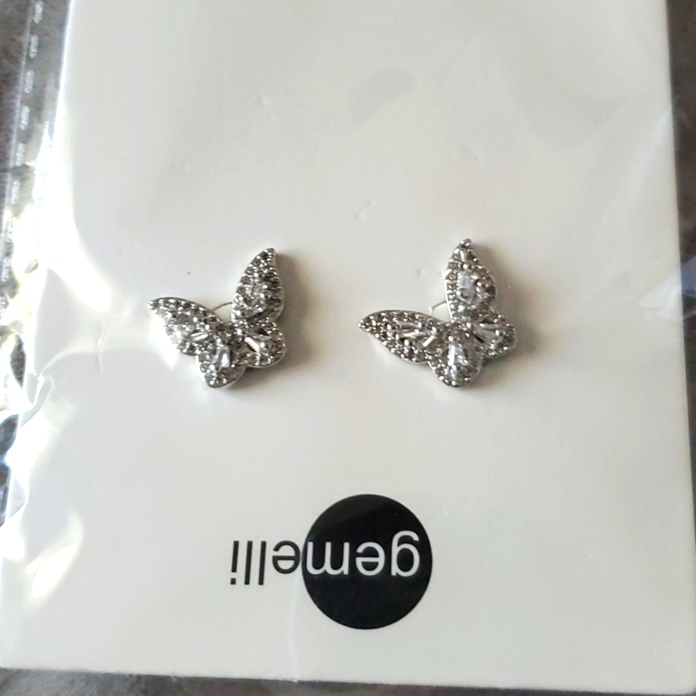Gemelli Silver-plate Butterflies with CZ stones
